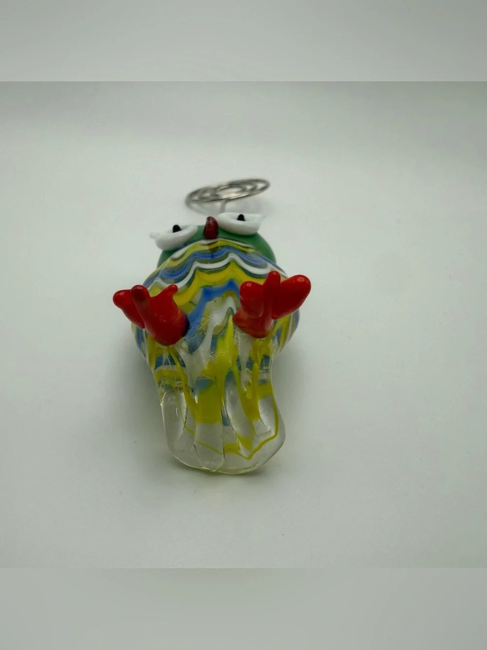 Glass Owl Picture Photo Photograph or Memo Holder Stand Retro Colorful Murano